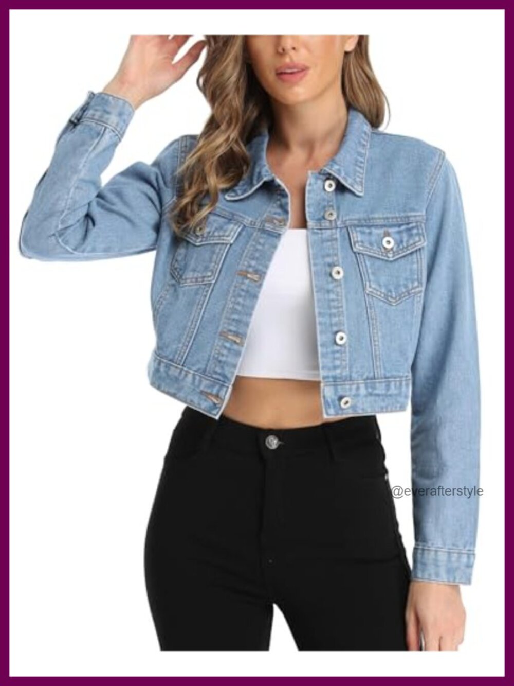 Cropped Jean Jacket Women Trendy Denim Jacket with Pockets